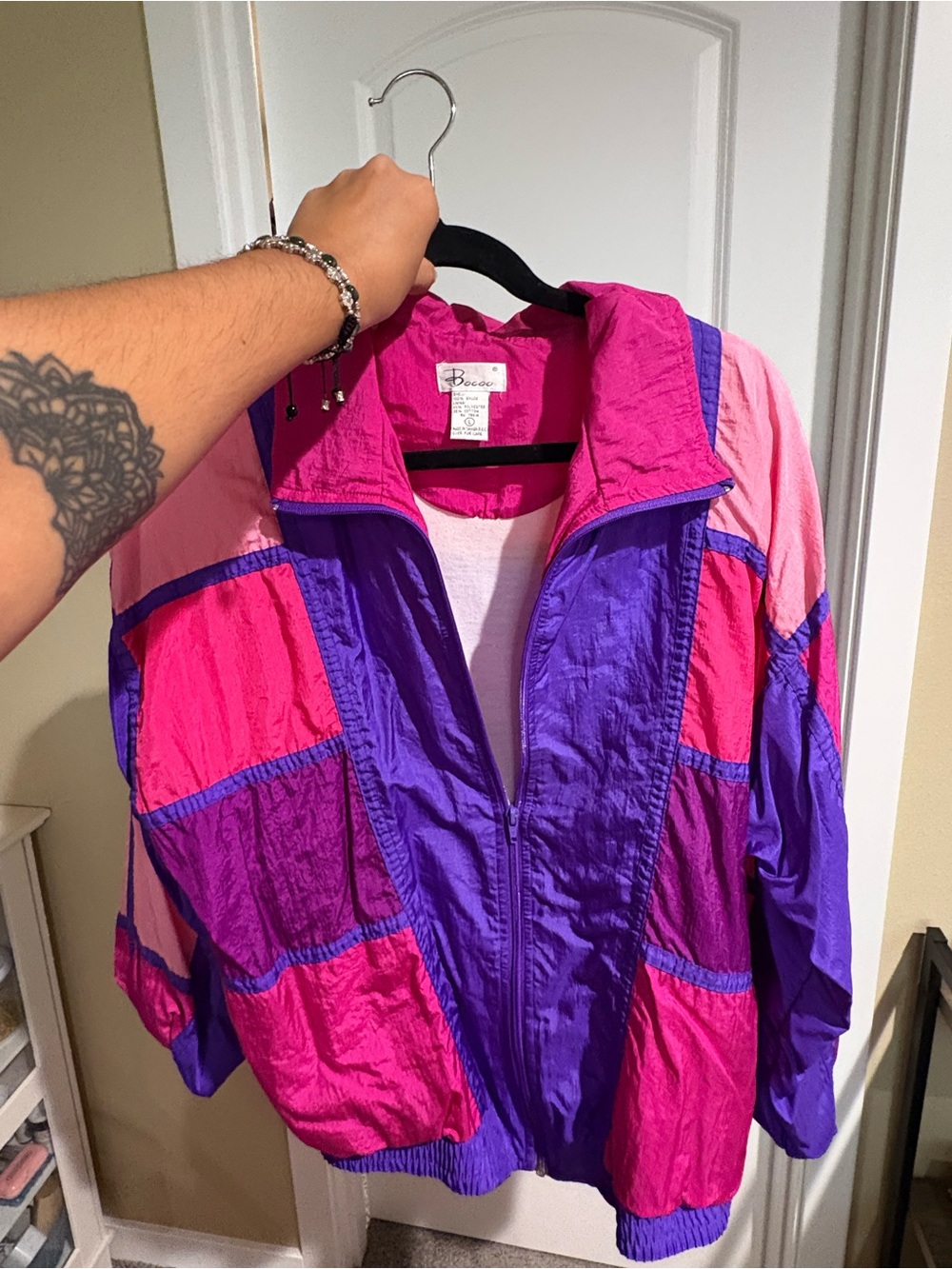 Vintage Bocoo Colorblock Windbreaker Jacket - Pink & Purple